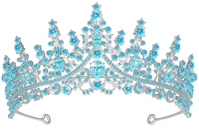 Queenship تاج للنساء، تاج ملكة لحفلة عيد الميلاد، حفلة ترويجية، حفلة زفاف، لون أزرق - Image 1